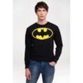 Strickpullover LOGOSHIRT "DC Comics", Herren, Gr. S, schwarz, 80% Baumwolle, 20% Polyester, bedruckt, mehrfarbig, casual, normal, Rundhals, Langarm, Pullover, mit lizenzierten Originaldesign