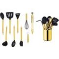 Küchenorganizer-Set ECHTWERK, gold (goldfarben), Edelstahl, Silikon, Küchenhelfer-Sets, Kochbesteck mit Edelstahlgriff, Antihaft Silikon, Utensilienhalter