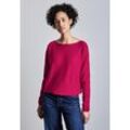 Strickpullover STREET ONE, Damen, Gr. 34, lila (juicy berry), Stoff, 51% Viskose, 30% Polyester, 19% Nylon, unifarben, casual, gerade normal, U-Boot-Ausschnitt, Langarm Bündchen, Pullover, aus softem Materialmix