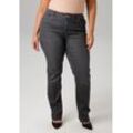 Straight-Jeans ANISTON PLUS, Damen, Gr. 44, N-Gr, grau (grau used), Denim/Jeans, Obermaterial: 81% Baumwolle, 17% Polyester, 2% Elasthan, unifarben, leichte Abriebeffekte, casual, figurumspielend lang, Jeans, mit leichtem Used-Effekt - NEUE KOLLEKTION