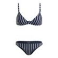 Triangel-Bikini ROXY "Roxy Into The Sun", Damen, Gr. M, Cup B, blau (mood indigo novela stripe vert), 87% recyceltes Nylon, 13% Elastan, Bikini-Sets