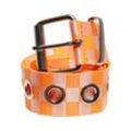 Hüftgürtel URBAN CLASSICS "Urban Classics Unisex Checker Belt With Eyelets", Damen, Gr. L/XL, orange (neonorange, weiß), 100% Polyester, Gürtel