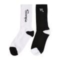 Basicsocken URBAN CLASSICS "Urban Classics Unisex Zodiac Socks 2-Pack", Herren, Gr. 35-38, schwarz-weiß (schwarz, weiß scorpio), Baumwolle, Polyester, Elasthan, unifarben, normal, Socken