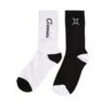 Basicsocken URBAN CLASSICS "Urban Classics Unisex Zodiac Socks 2-Pack", Herren, Gr. 43-46, schwarz-weiß (schwarz, weiß gemini), Baumwolle, Polyester, Elasthan, unifarben, normal, Socken