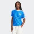 T-Shirt ADIDAS ORIGINALS "3 S PNST TEE", Damen, Gr. M, blau, Obermaterial: 100% Polyester, sportlich, Shirts