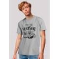 T-Shirt F4NT4STIC "Fall pumpkin coffe football its the Season", Herren, Gr. L, grau (erdgrau), Obermaterial: 100% Baumwolle, casual, regular fit, Rundhals, Kurzarm ohne Bündchen, Shirts, Premium Qualität, Unisex Schnitt