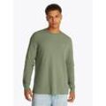 Langarmshirt TOMMY JEANS "TJM SLIM WAFFLE L/S TEE EXT", Herren, Gr. L, aruba grün, Jersey, Obermaterial: 60% Baumwolle, 40% Polyester, Basic, slim fit hüftlang, Rundhals, Langarm elastischer Bund, Shirts, mit Waffelstruktur