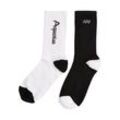 Basicsocken URBAN CLASSICS "Urban Classics Unisex Zodiac Socks 2-Pack", Herren, Gr. 35-38, schwarz-weiß (schwarz, weiß aquarius), Baumwolle, Polyester, Elasthan, unifarben, normal, Socken