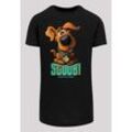 Kurzarmshirt F4NT4STIC "F4NT4STIC Herren Scooby Doo Puppy Scooby with Shaped Long Tee", Herren, Gr. L, schwarz, 100% Baumwolle, unifarben, casual, normal, Rundhals, Kurzarm, Shirts