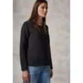 Langarmshirt CECIL, Damen, Gr. L (42), schwarz, Stoff, 80% Polyester, 17% Viskose, 3% Elasthan, Strukturmuster, casual, comfort fit normal, Rundhals, Langarm Bündchen, Shirts, mit Rundhalsausschnitt