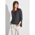 3/4-Arm-Shirt CECIL, Damen, Gr. L (42), blau (universal blau melange), Stoff, 78% Viskose, 18% Polyester, 4% Elasthan, unifarben, casual, gerade normal, Rundhals, 3/4-Ärmel Bündchen, Shirts, mit 3/4 Ärmeln