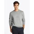 Sweatshirt TOMMY HILFIGER "HILFIGER EMBRO LOGO SWEATSHIRT", Herren, Gr. XXXL, light grau heather, Sweatware, Obermaterial: 100% Baumwolle, casual, Langarm Rippbündchen, Sweatshirts