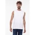 Tanktop STREET ONE MEN, Herren, Gr. XL (54), weiß, Web, 100% Baumwolle, unifarben, casual, gerade hüftlang, Rundhals, ohne Ärmel Bündchen, Tops, aus Jersey in Unifarbe