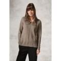 Strickpullover CECIL, Damen, Gr. L (42), grau (schwarz taupe melange), Web, 37% Baumwolle, 34% Polyacryl, 26% Polyester, 3% Elasthan, unifarben, casual, gerade normal, V-Ausschnitt, Langarm Bündchen, Pullover, mit Strick-Detail