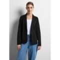 Sweatblazer STREET ONE, Damen, Gr. 34, schwarz, Jersey, 93% Baumwolle, 7% Elasthan, unifarben, casual, normal normal, V-Ausschnitt, Langarm abgesteppt, Blazer, aus Baumwolle mit Stretchanteil