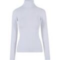 Rundhalspullover URBAN CLASSICS "Urban Classics Damen Ladies Knitted Turtleneck Sweater", Damen, Gr. L, weiß, 70% Viskose, 30% Polyamid, unifarben, casual, slim fit, herzförmiger Ausschnitt, Langarm, Pullover