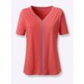 Kurzarmshirt CLASSIC BASICS "Kurzarm-Shirt", Damen, Gr. 40, pink (grapefruit), 100% Baumwolle, unifarben, V-Ausschnitt, Kurzarm, Shirts