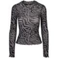 Langarmshirt URBAN CLASSICS "Urban Classics Damen Ladies AOP Mesh Turtleneck Longsleeve", Damen, Gr. L, grau (asphalt, schwarz), 94% Polyamid, 6% Elasthan, bedruckt, casual, slim fit, amerikanischer Ausschnitt, Langarm, Shirts