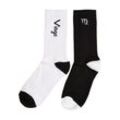 Basicsocken URBAN CLASSICS "Urban Classics Unisex Zodiac Socks 2-Pack", Herren, Gr. 35-38, schwarz-weiß (schwarz, weiß virgo), Baumwolle, Polyester, Elasthan, unifarben, normal, Socken