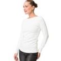 Sweatshirt ZERO "zero Shirt mit seitlicher Raffung", Damen, Gr. 44, weiß (sanftes weiß), Jersey, Obermaterial: 95% Baumwolle (Organic), 5% Elastan. Ärmelfutter: ohne Futter., clean, Basic, figurbetont normal, Rundhals, Langarm, Sweatshirts, Plain/ohne Details