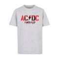 T-Shirt MERCHCODE "Merchcode Herren Kids ACDC - PWRUP Photo Logo Basic T-Shirt", Jungen, Gr. 110/116, grau (erdgrau), 100% Baumwolle, bedruckt, casual, relaxed fit, Rundhals, Kurzarm, Shirts