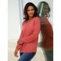 Rundhalspullover CLASSIC BASICS "Ajour-Pullover", Damen, Gr. 50, pink (grapefruit), 100% Polyacryl, unifarben, Langarm, Pullover