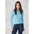 Strickpullover CECIL, Damen, Gr. L (42), blau (turquoise melange), Web, 60% Baumwolle, 40% Viskose, unifarben, casual, gerade normal, U-Boot-Ausschnitt, Langarm Bündchen, Pullover, mit U-Boot-Ausschnitt