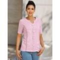 Kurzarmshirt CLASSIC BASICS "Kurzarm-Shirt", Damen, Gr. 38, rosa (rosé), 100% Baumwolle, Spitze:100% Baumwolle, Webware:100% Baumwolle, unifarben, Rundhals, Kurzarm, Shirts