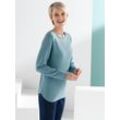 Strickpullover CLASSIC BASICS "Pullover", Damen, Gr. 40, blau (aqua), 100% Baumwolle, unifarben, Langarm, Pullover