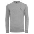 Rundhalspullover MISTERTEE "MisterTee Easy Sign Crewneck", Herren, Gr. M, grau, 100% Baumwolle, unifarben, casual, normal, Rundhals, Langarm, Pullover