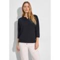 3/4-Arm-Shirt CECIL, Damen, Gr. L (42), blau (universal blau), Stoff, 68% Polyester, 28% Viskose, 4% Elasthan, unifarben, casual, gerade normal, Rundhals, 3/4-Ärmel Bündchen, Shirts, mit 3/4 Ärmeln