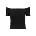 T-Shirt URBAN CLASSICS "Urban Classics Damen Ladies Off Shoulder Rib Tee", Herren, Gr. L, schwarz, 97% Baumwolle, 3% Elasthan, unifarben, casual, slim fit, Carmenausschnitt, Kurzarm, Shirts