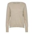 Strickpullover PULZ JEANS "Strickpullover PZSara", Damen, Gr. M, beige (weiß pepper melange), Obermaterial: 80% Viskose LENZING ECOVERO CV LenzEcov. 20% Polyester PES., unifarben, casual, normal, Rundhals, Langarm, Pullover