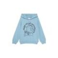 Hoodie S.OLIVER JUNIOR, Jungen, Gr. 104/110, blau, Sweatware, Obermaterial: 90% Baumwolle, 10% Polyester, bedruckt, casual, Langarm Bündchen, Sweatshirts, mit süßem Print