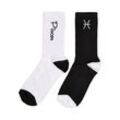 Basicsocken URBAN CLASSICS "Urban Classics Unisex Zodiac Socks 2-Pack", Herren, Gr. 35-38, schwarz-weiß (schwarz, weiß pisces), Baumwolle, Polyester, Elasthan, unifarben, normal, Socken