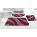 Badematte MY HOME "Anna" Gr. 5, rot (bordeaux, beere), H:16mm, Polyester, Badematten, Badteppich, Hoch Tief Effekt, Modern, Weich, Wellen