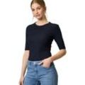 Kurzarmshirt ZERO "zero Basicshirt mit Rundhalsausschnitt", Damen, Gr. 34, lila (hydrangea), Jersey, Obermaterial: 58% Baumwolle, 38% Viskose, 4% Elastan. Ärmelfutter: ohne Futter., clean, casual, figurbetont normal, Rundhals, Kurzarm eng, Shirts, Plain/ohne Details