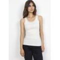 Tanktop SOYACONCEPT "SC-SARONA 1", Damen, Gr. M, weiß (sanftes weiß), Jersey, Obermaterial: 55% Seide, 45% Baumwolle, unifarben, modisch, Rundhals, ohne Ärmel, Tops