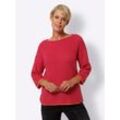 Strickpullover CLASSIC BASICS "Rundhals-Pullover", Damen, Gr. 38, pink, 100% Polyacryl, gemustert, mehrfarbig, Langarm, Pullover