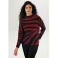 Strickpullover ANISTON SELECTED, Damen, Gr. 34, rot (bordeaux, schwarz), Feinstrick, Obermaterial: 50% Viskose, 26% Polyamid, 24% Polyester, Jacquardmuster, animal-print, modisch, figurumspielend hüftbedeckend, Langarm, Pullover, mit Animal-Muster und weitem Stehkragen