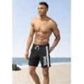 Shorts LONSDALE "TAMESIDE Badeshorts", Herren, Gr. L, N-Gr, schwarz-weiß (schwarz, weiß), Jersey, Obermaterial: 100% Polyester, gestreift, sportlich, regular fit, Hosen, mit elastischem Bund und Kordelzug