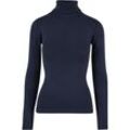 Rundhalspullover URBAN CLASSICS "Urban Classics Damen Ladies Knitted Turtleneck Sweater", Damen, Gr. XL, blau (navy), 70% Viskose, 30% Polyamid, unifarben, casual, slim fit, herzförmiger Ausschnitt, Langarm, Pullover