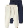 Sweathose NAME IT "NBNTAKKI 2P SWEAT PANT NOOS", Baby, Gr. 98, N-Gr, blau (schwarz sapphire), Sweatware, Obermaterial: 95% Baumwolle, 5% Elasthan, unifarben, casual, regular fit, Hosen, im Baggy Fit Style