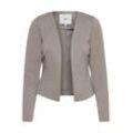 Kurzblazer ICHI "Kurzblazer IHKate", Damen, Gr. L, braun (driftwood), Obermaterial: 74% Polyester PES. 22% Viskose LENZING ECOVERO CV LenzEcov. 4% Elasthan EL., casual, mini, Blazer