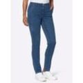 Bequeme Jeans CLASSIC BASICS, Damen, Gr. 22, Kurzgrößen, blau (blau, bleached), 98% Baumwolle, 2% Elasthan, 81% Baumwolle, 17% Polyester, 2% Elasthan, unifarben, lang, Jeans