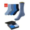 Basicsocken BENCH., Herren, Gr. 35-38, blau (1x royal blau, 1x marine, 1x blau, 1x jeans), Baumwollmischung, unifarben, elastisch, Socken, mit farbigen Innenbündchen