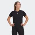 T-Shirt ADIDAS PERFORMANCE "AEROREADY TRAIN ESSENTIALS MINIMAL BRANDING", Damen, Gr. S, schwarz, Obermaterial: 70% Polyester, 30% Viskose, clean, sportlich, Rundhals, Kurzarm, Shirts