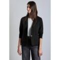 Sweatblazer STREET ONE, Damen, Gr. 34, schwarz, Jersey, 93% Baumwolle, 7% Elasthan, unifarben, casual, gerade normal, V-Ausschnitt, Langarm Bündchen, Blazer, mit aufgenähten Taschen