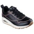 Sneaker SKECHERS "UNO-LUXURIOUS STITCHES", Damen, Gr. 35, schwarz, Lederimitat, sportlich, Schuhe Sneaker, Keilsneaker, Plateausneaker mit Skech-Air Funktion