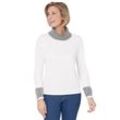 Rollkragenpullover CLASSIC BASICS "Rollkragen-Pullover", Damen, Gr. 48, schwarz (ecru, schwarz, gemustert), 100% Polyacryl, gemustert, mehrfarbig, gestreift, Langarm, Pullover